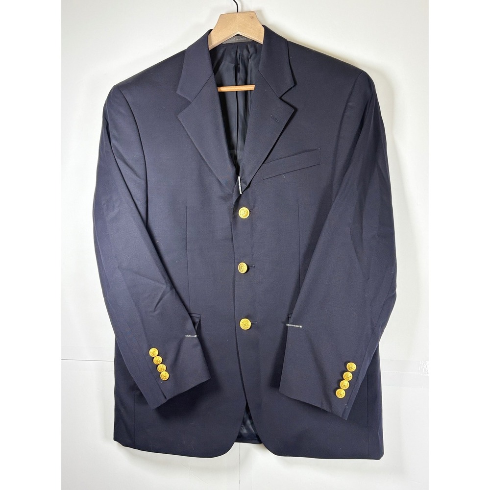 Ralph Ralph Lauren Men's Navy 100% Wool Blazer‎ Gold 3 Button Sz 37S